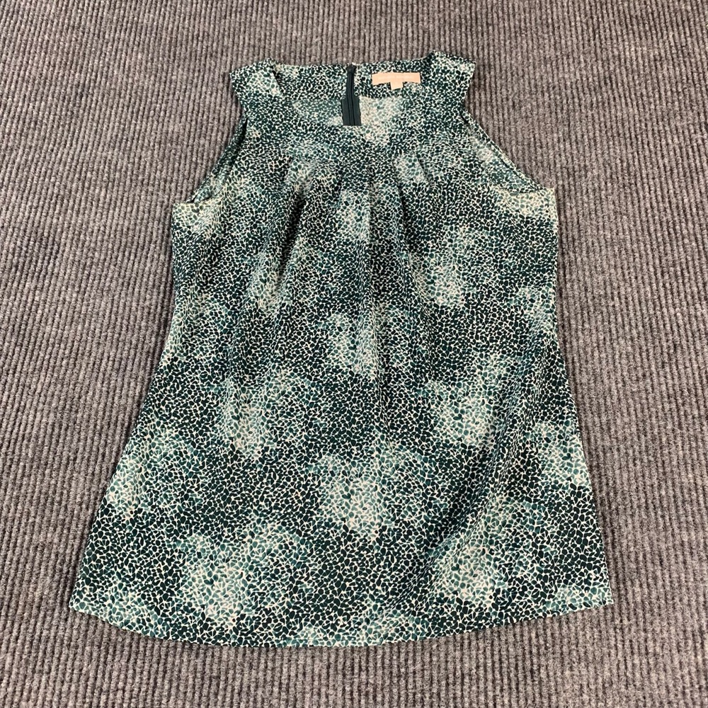 Banana Republic Top Women's 6 Green Sleeveless All Over Print Lightweight Zip Up